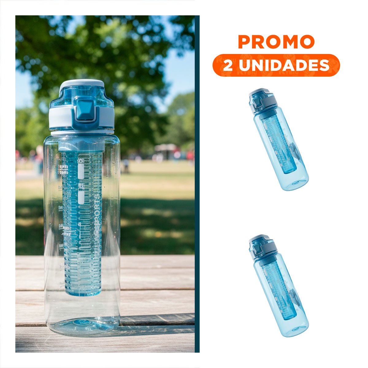 PACK2 DISPENSADOR REUTILIZABLE CON FILTRO 1000ML AZUL TRANSPARENTE PARA BEBIDA YREGALO STICKER - 1