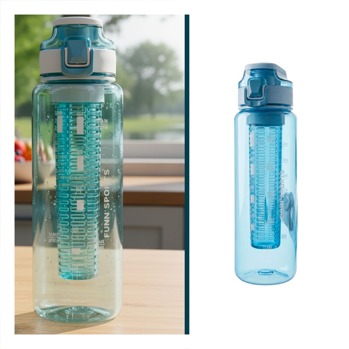 BOTELLA CON FILTRO 1000ML AZUL TRANSPARENTE PARA MANTENER AGUA FRESCA EN HOGAR YPAPEL REGALO - 5