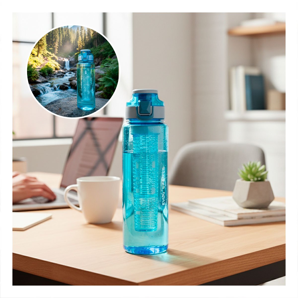 PACK6 SUMINISTRO DE AGUA CON FILTRO 1000ML AZUL TRANSPARENTE PARA ACTIVIDADES YPAPEL REGALO - 2