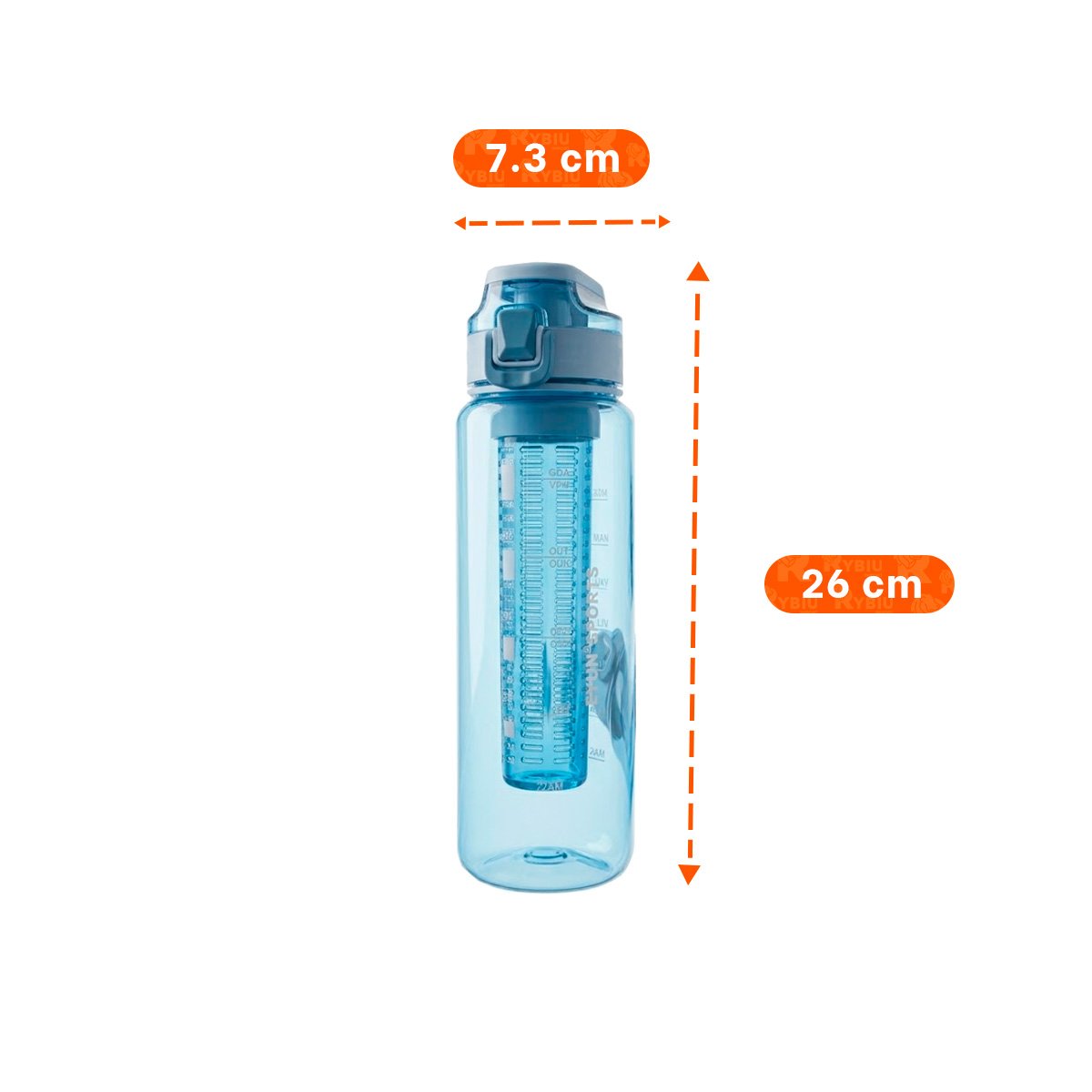VASO REUTILIZABLE CON FILTRO 1000ML AZUL TRANSPARENTE PARA HIDRATACION DIARIA YREGALO STICKER - 4