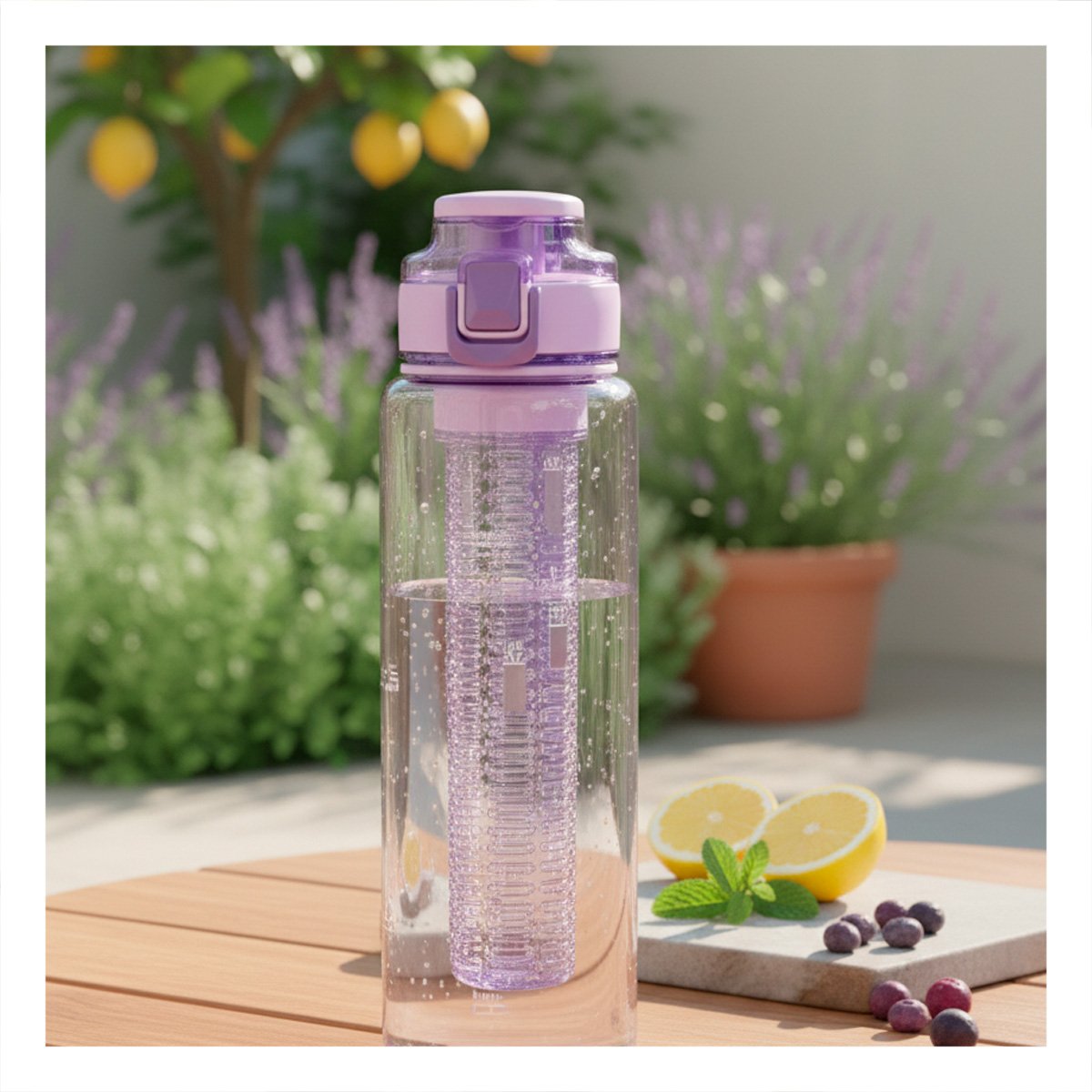 PACK6 TAZA REUTILIZABLE CON FILTRO LILA TRANSPARENTE PARA MANTENER BEBIDA YREGALO STICKER - 3