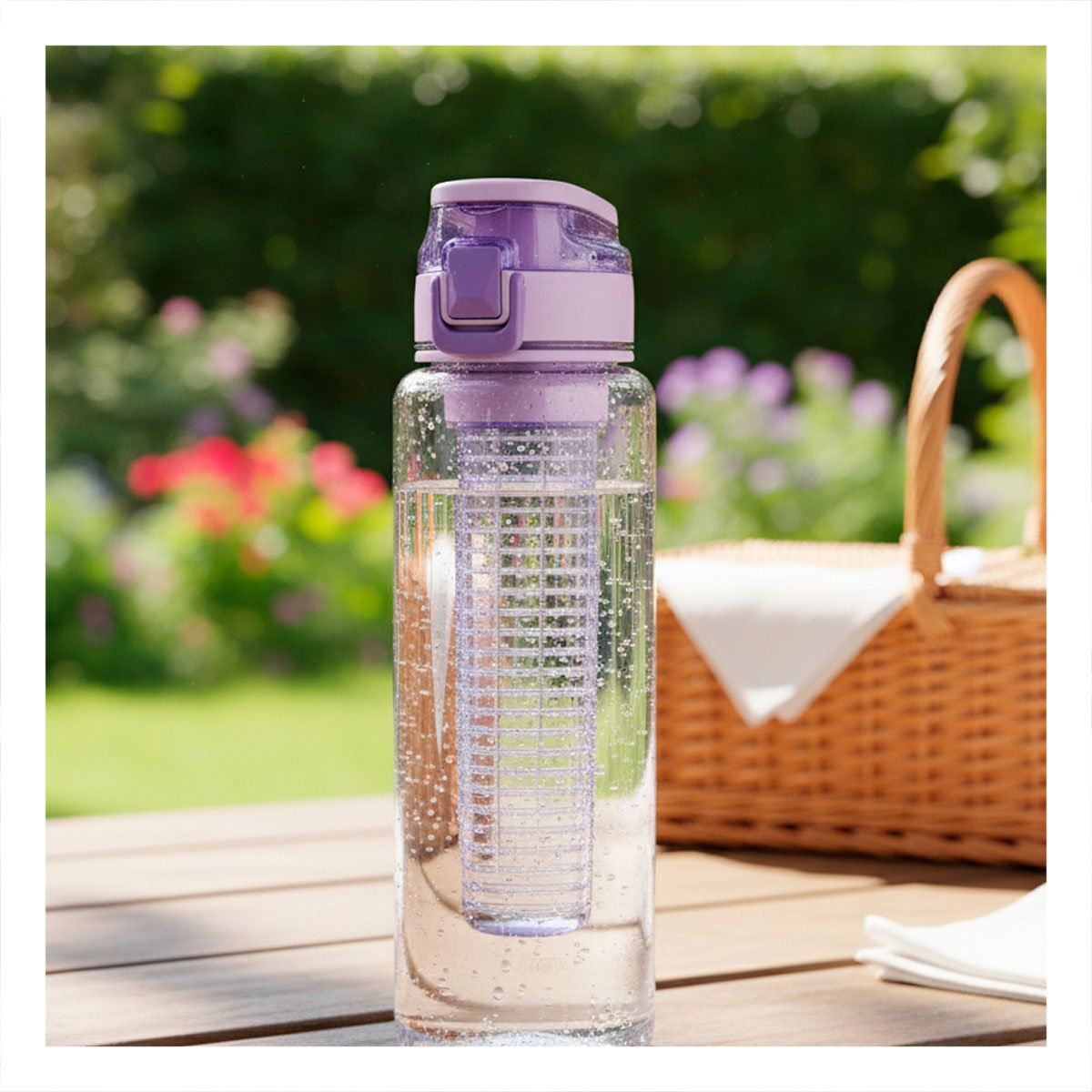 PACK4 ENVASE TRANSPARENTE CON FILTRO 1000ML LILA PARA LLEVAR AGUA Y JUGOS - 5