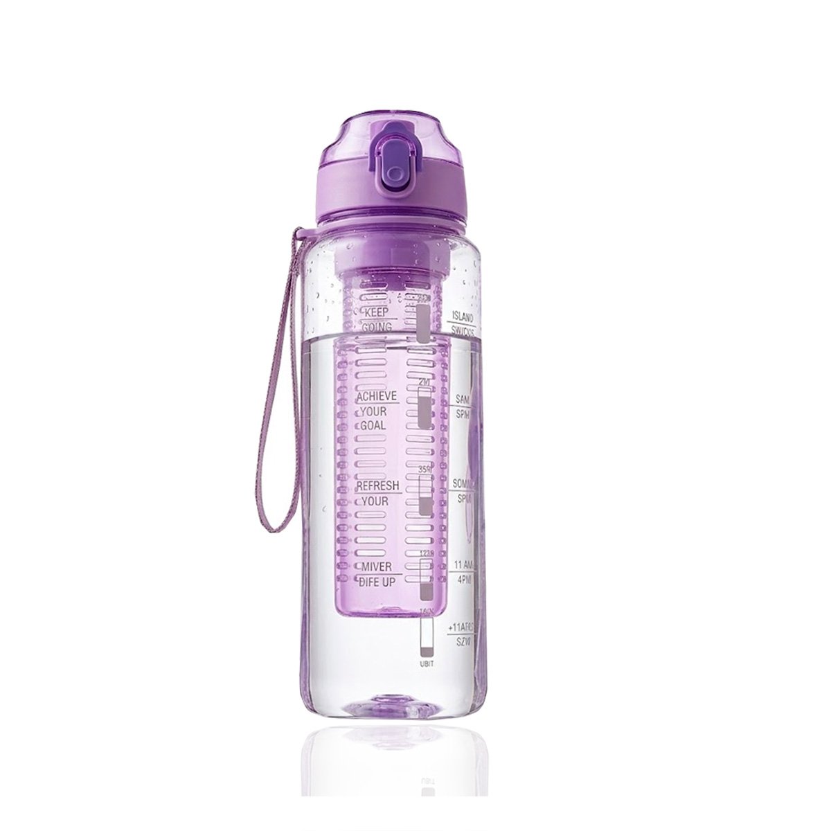 CONTENEDOR DE AGUA CON FILTRO 1000ML LILA TRANSPARENTE PERFECTO PARA DEPORTE YLIGAS REGALO - 5