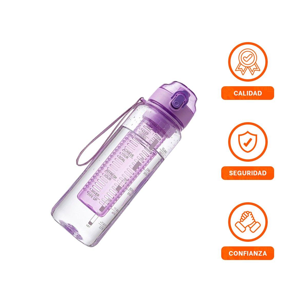 BOTELLA CON FILTRO 1000ML LILA TRANSPARENTE PARA MANTENER AGUA FRESCA EN HOGAR YPAPEL REGALO - 5