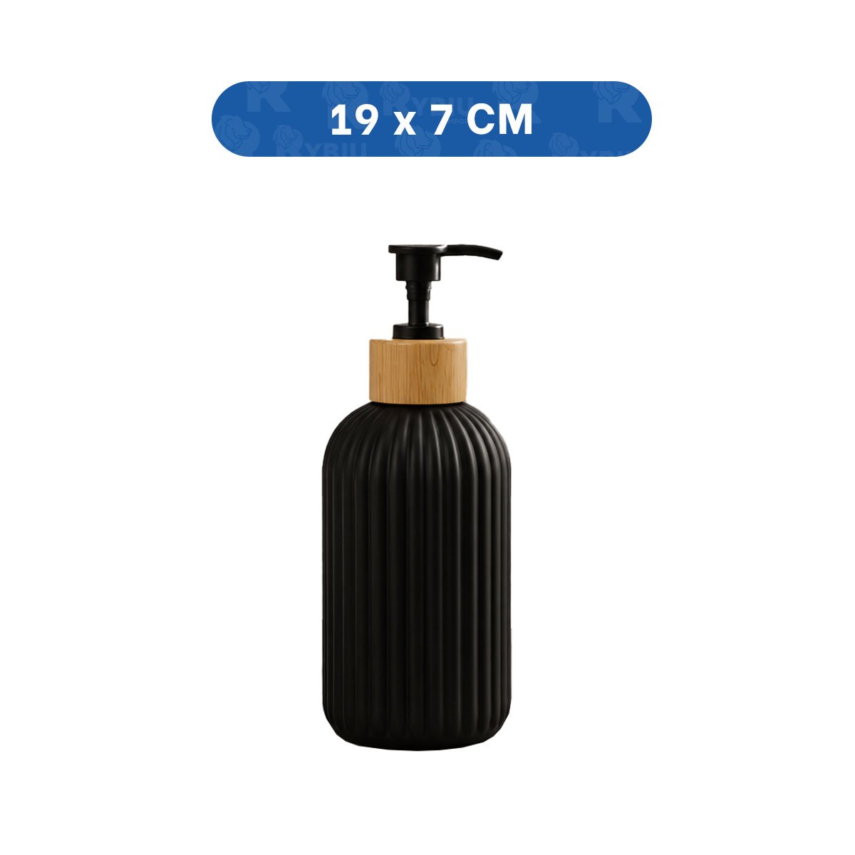 ENVASE PARA JABON LIQUIDO CILINDRO NEGRO 7X19CM CON RAYAS Y PAPEL REGALO - 4