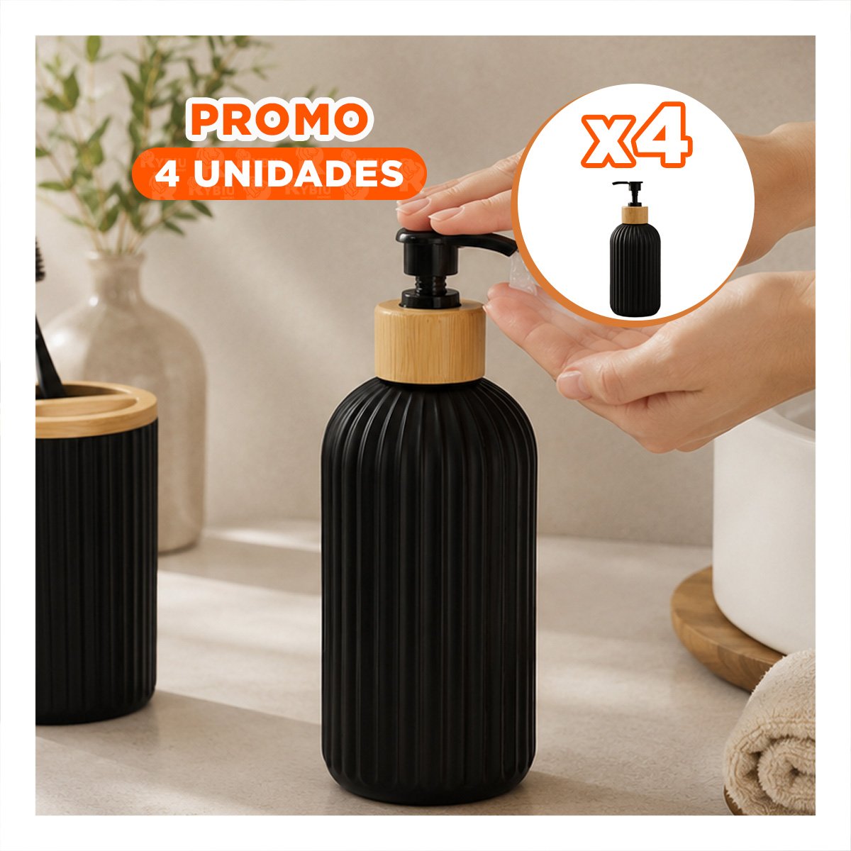 PACK4 DOSIFICADOR RECARGABLE CON RAYAS 7X19CM COLOR NEGRO YREGALO STICKER - 1