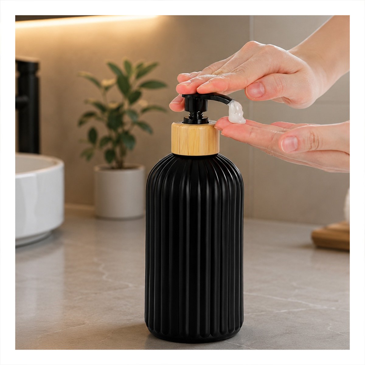 PACK12 DISPENSADOR DE JABON LIQUIDO CON DISENO CILINDRO COLOR NEGRO 7X19CM - 5