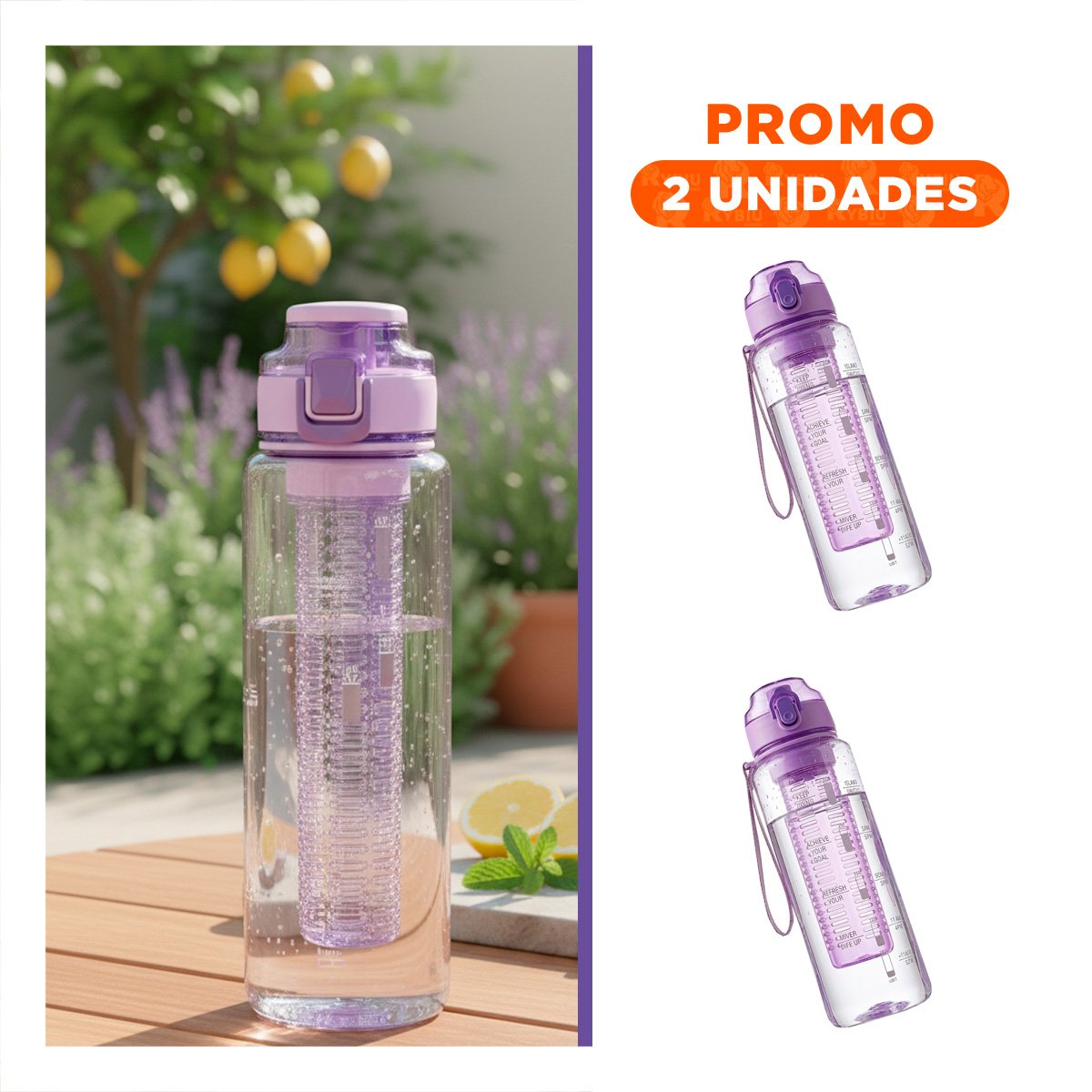 PACK2 DISPENSADOR REUTILIZABLE CON FILTRO LILA TRANSPARENTE PARA MANTENER YREGALO STICKER - 1