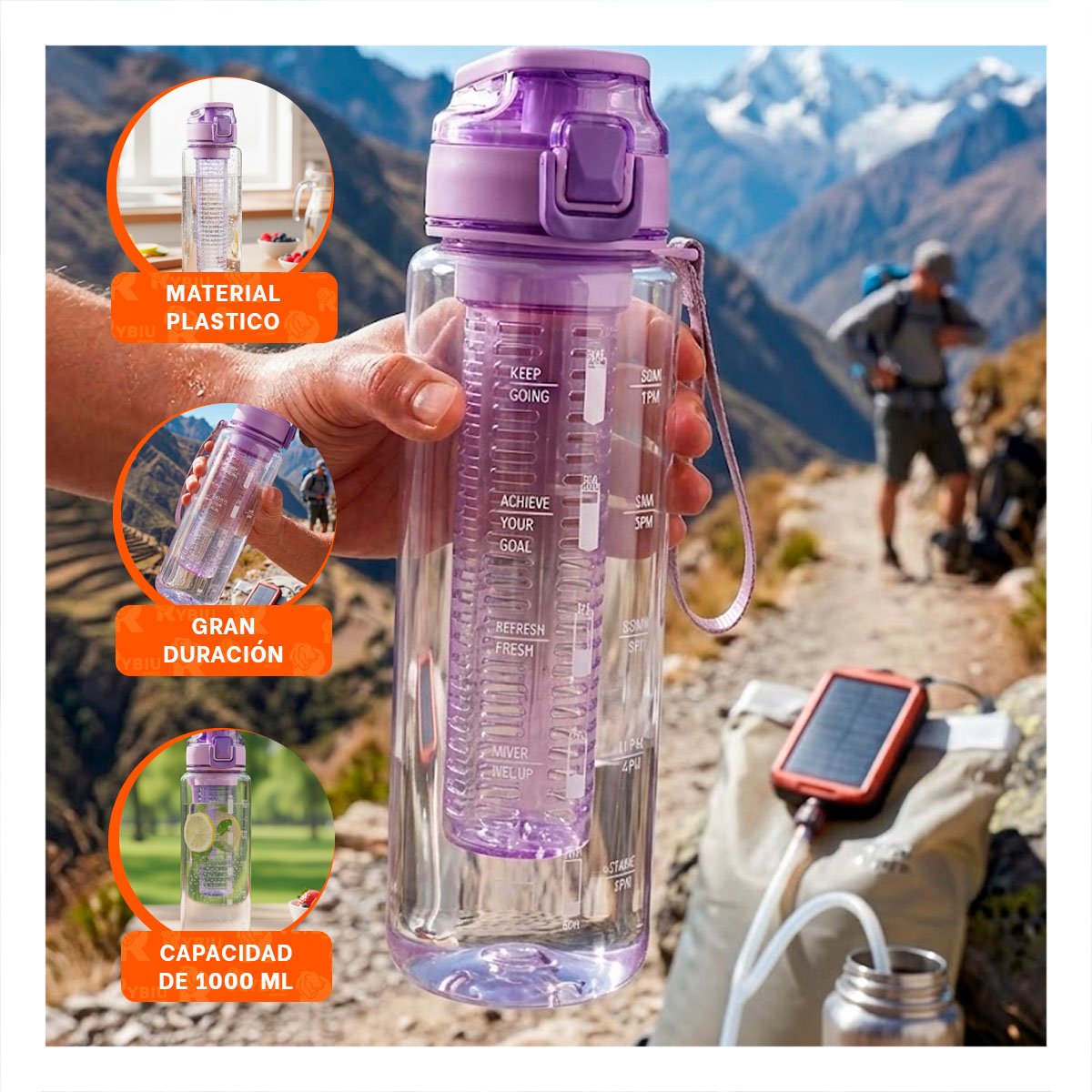 PACK6 SUMINISTRO DE AGUA CON FILTRO 1000ML LILA TRANSPARENTE PARA ACTIVIDADES YPAPEL REGALO - 3
