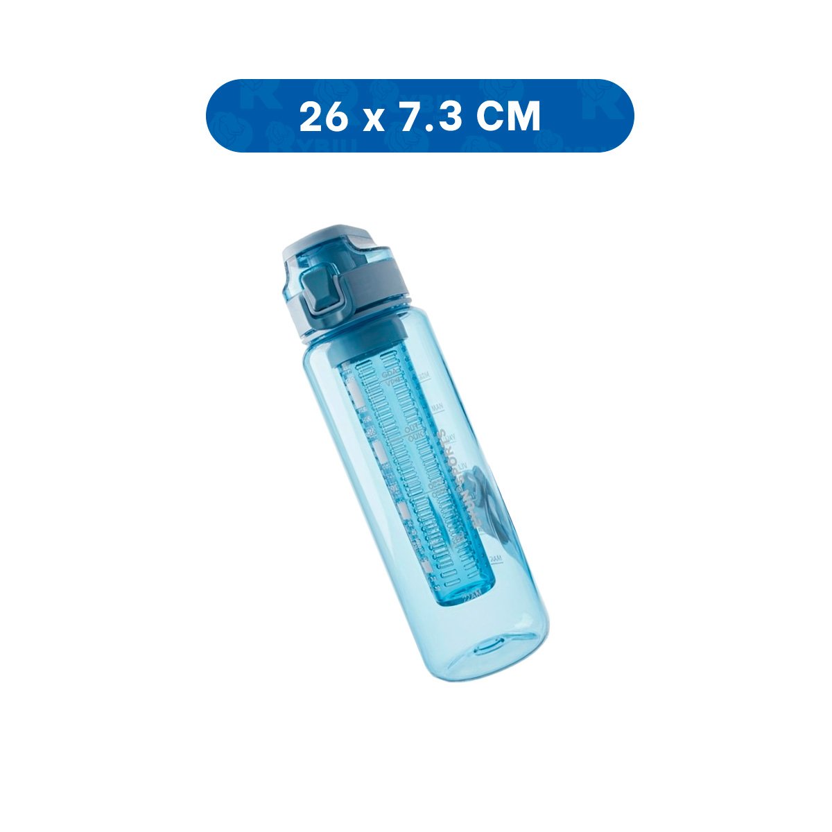 PACK6 CILINDRO PORTATIL CON FILTRO 1000ML AZUL TRANSPARENTE PARA HIDRATACION DIARIA - 4