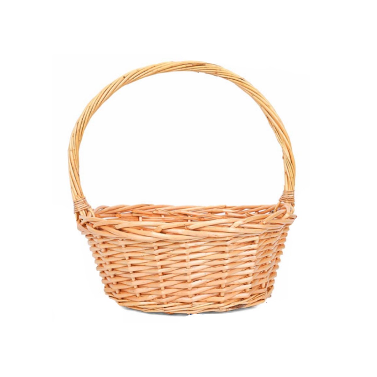 CANASTILLA DECORATIVA DE MIMBRE CIRCULAR MOSTAZA CLARO 31X35 CM Y LIGAS REGALO - 5