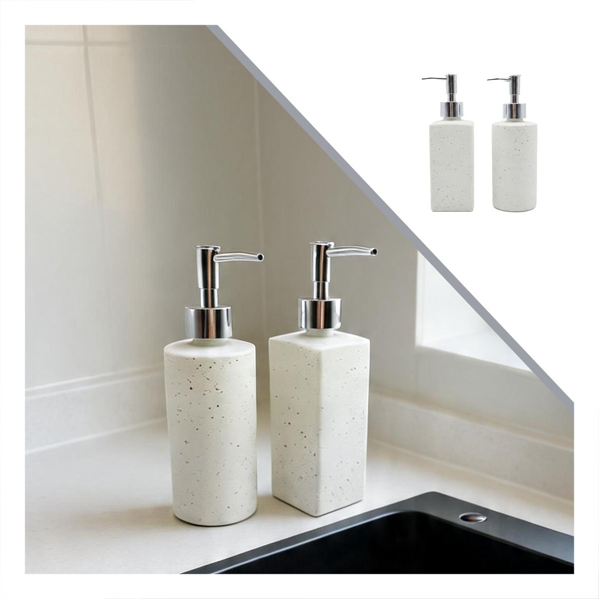 EQUIPO 2 DISPENSADOR RECARGABLE PARA LAVAMANOS COLOR BLANCO Y STICKY - 5
