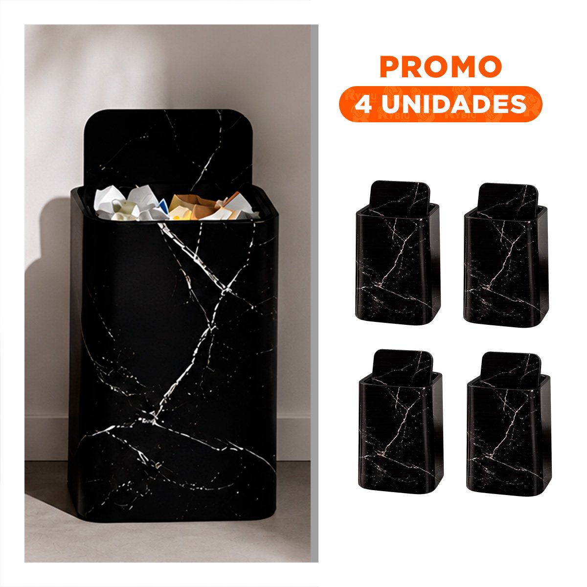 PACK4 CONTENEDOR ORGANIZADOR PARA RESIDUOS DE COCINA NEGRO - 1