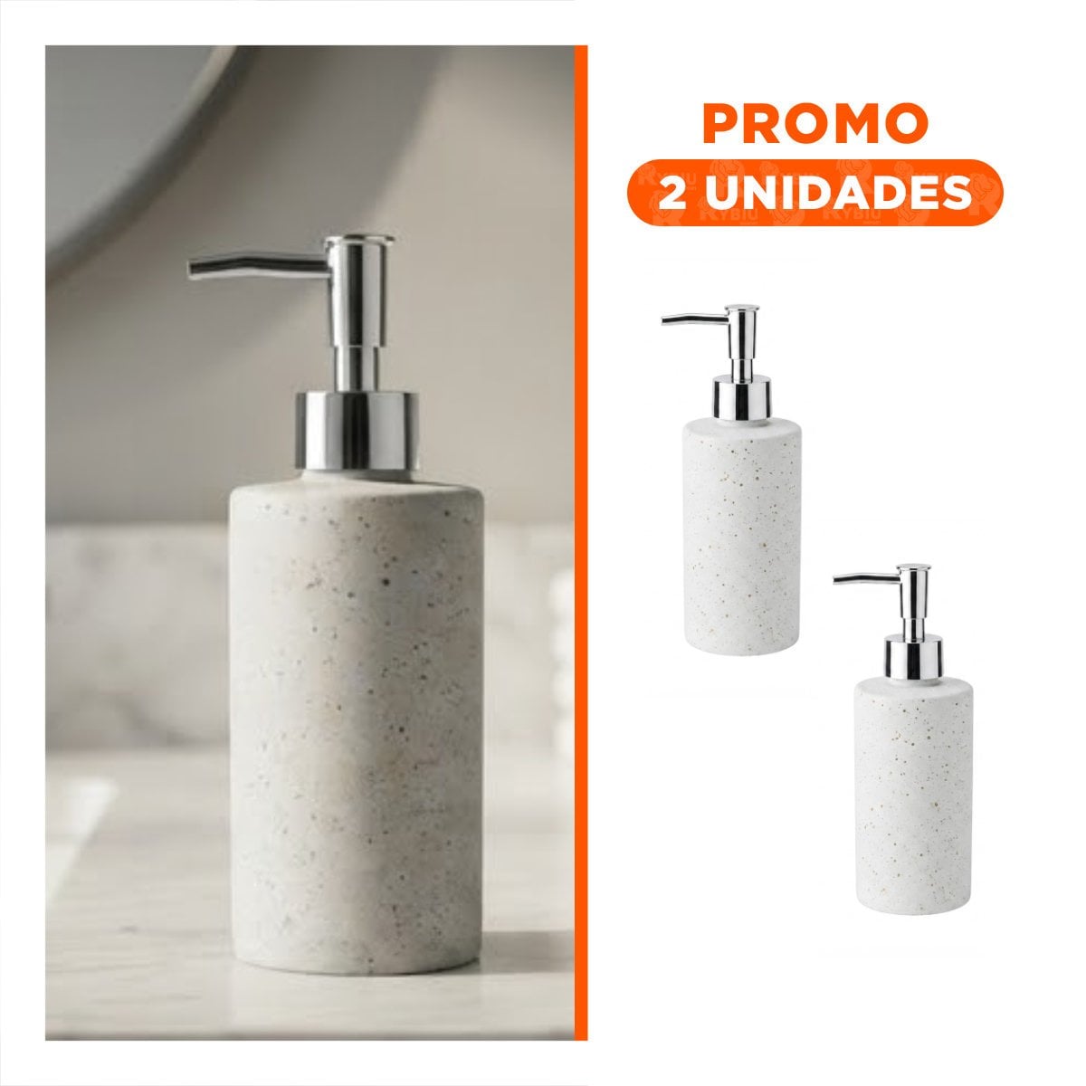 PACK2 CONTENEDOR PARA JABON LIQUIDO COLOR BLANCO CILINDRO 20X6,8CM YREGALO STICKER - 1