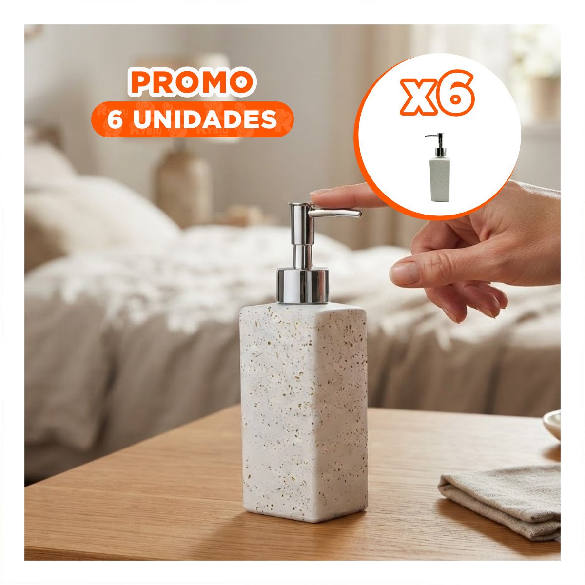 PACK6 ENVASE PARA LAVAMANOS CON ACABADO DORADO RECTANGULAR 20,5X5,8 CM YPAPEL REGALO - 1