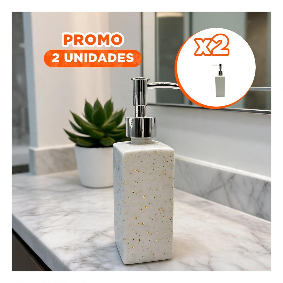 PACK2 ENVASE DECORATIVO PARA SHAMPOO CON PUNTOS DORADOS RECTANGULAR 20,5X5,8 CM - 1