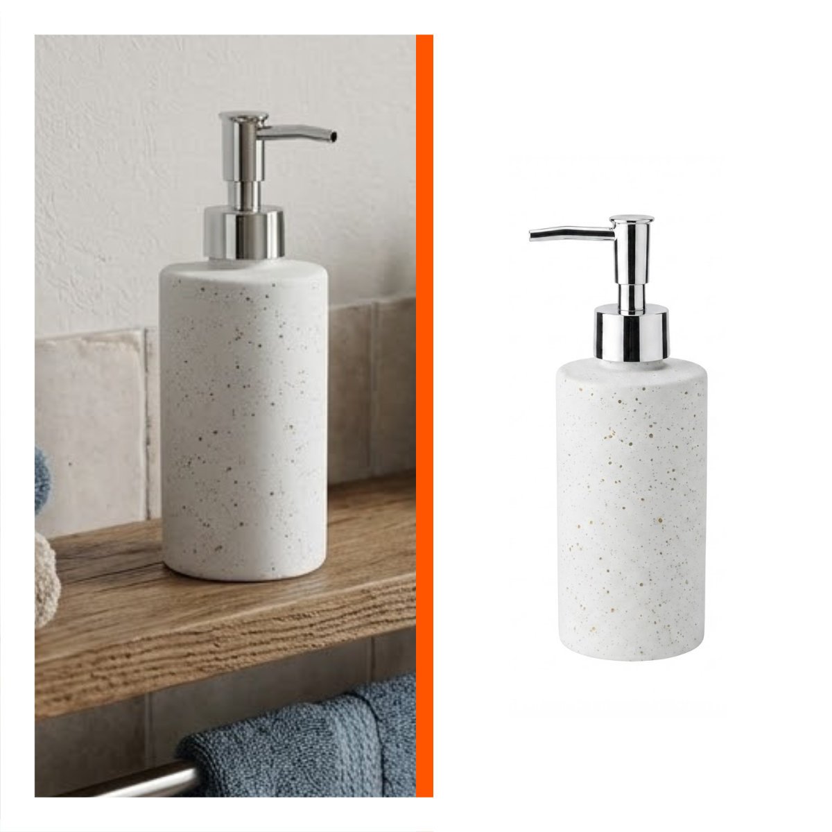 ENVASE PARA JABON LIQUIDO CILINDRO BLANCO 20X6,8CM CON PUNTOS DORADOS Y PAPEL REGALO - 5