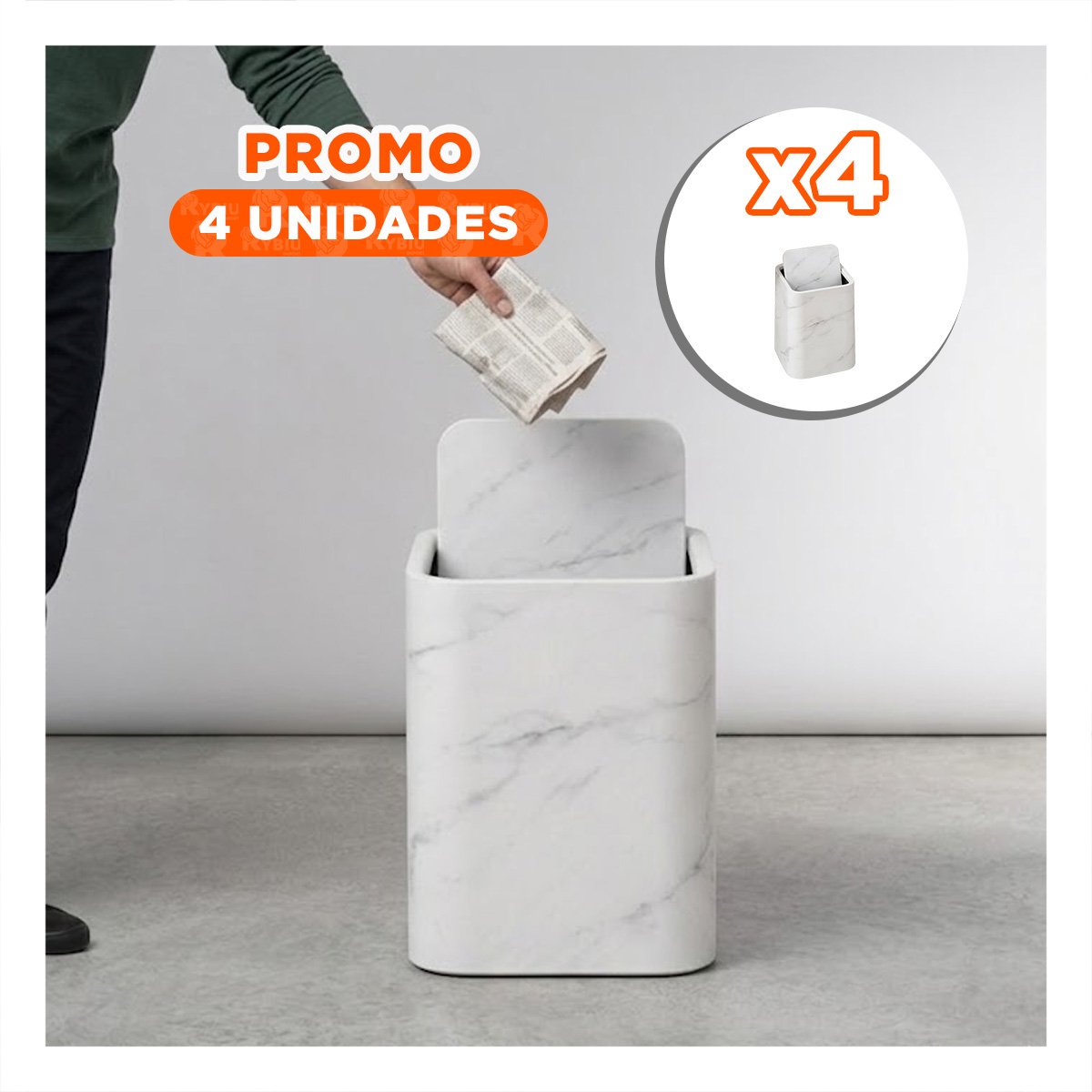 PACK4 TACHO PRACTICO PARA HOGAR Y COCINA DE RESIDUOS COLOR BLANCO YPAPEL REGALO - 1