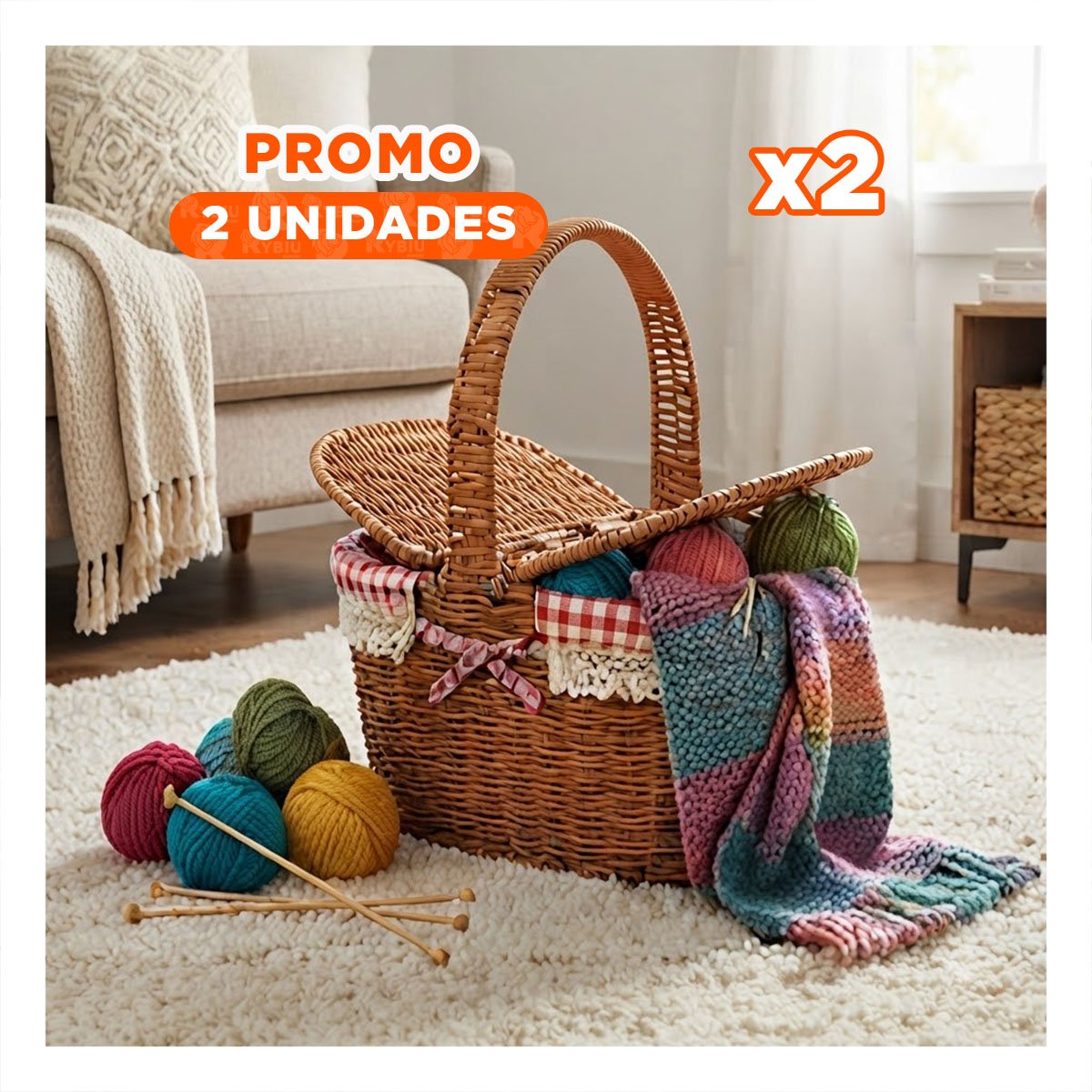 PACK2 CESTA OVALADA PARA ORGANIZAR CON FORRO INTERIOR DE TELA ASA 40,5X37,5X27 MOSTAZA Y ROJO - 1