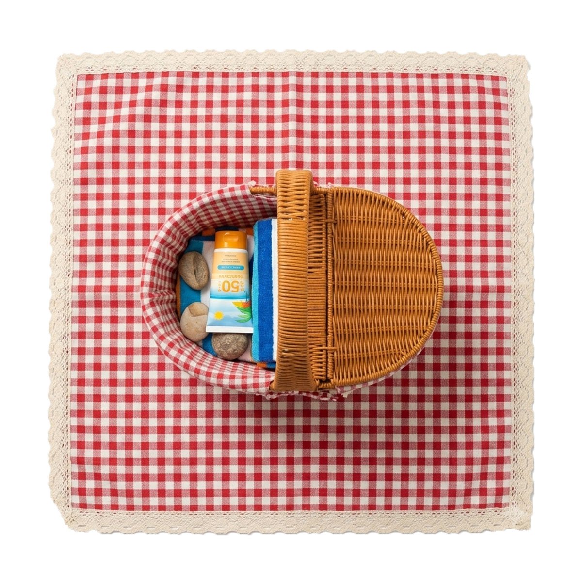 PACK2 CESTA OVALADA PARA ORGANIZAR CON FORRO INTERIOR DE TELA ASA 40,5X37,5X27 MOSTAZA Y ROJO - 3
