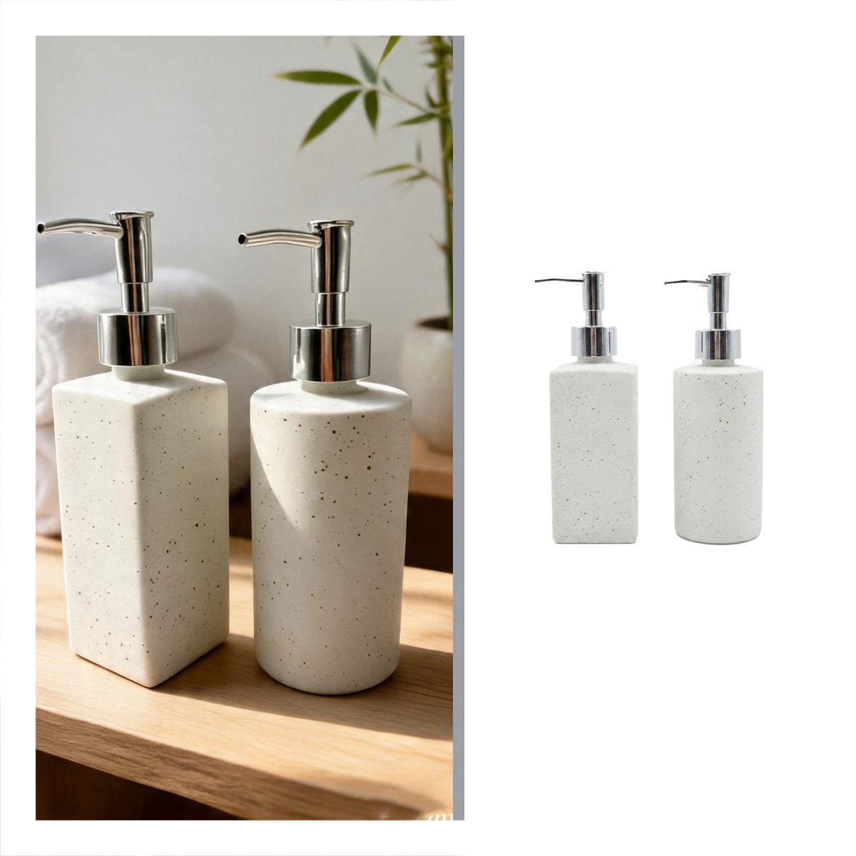 KIT 2 ENVASE PARA JABON LIQUIDO BLANCO CON PUNTOS DORADOS Y PAPEL REGALO - 5