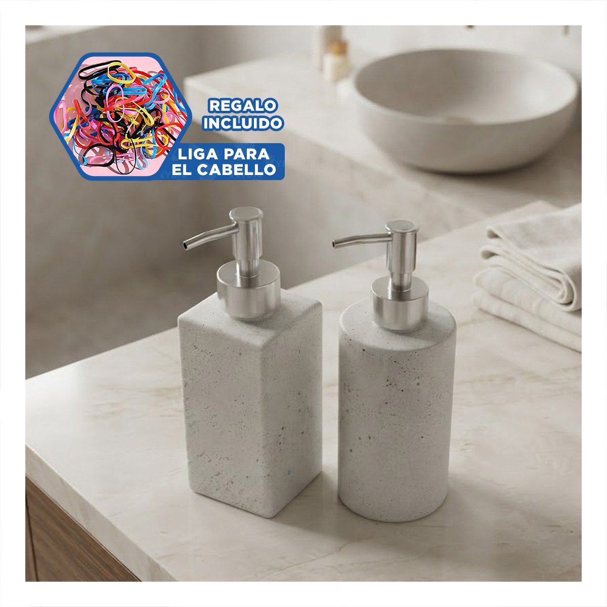 JUEGO 2 CONTENEDOR PARA LIQUIDOS BLANCO DISENO PUNTOS DORADOS Y LIGAS REGALO - 2