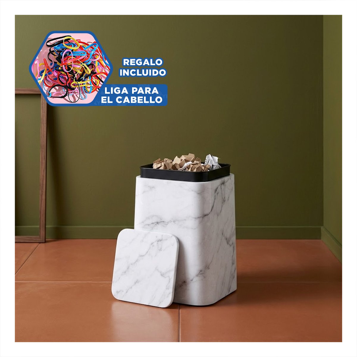 CONTENEDOR PARA COCINA Y HOGAR DESMONTABLE DE RESIDUOS COLOR BLANCO YLIGAS REGALO - 2