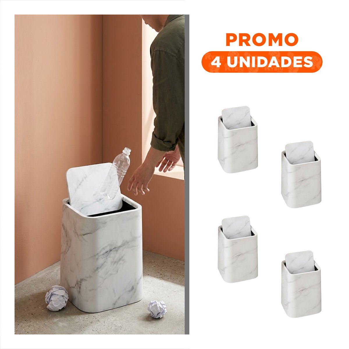 PACK4 CONTENEDOR ORGANIZADOR PARA RESIDUOS DE COCINA BLANCO - 1