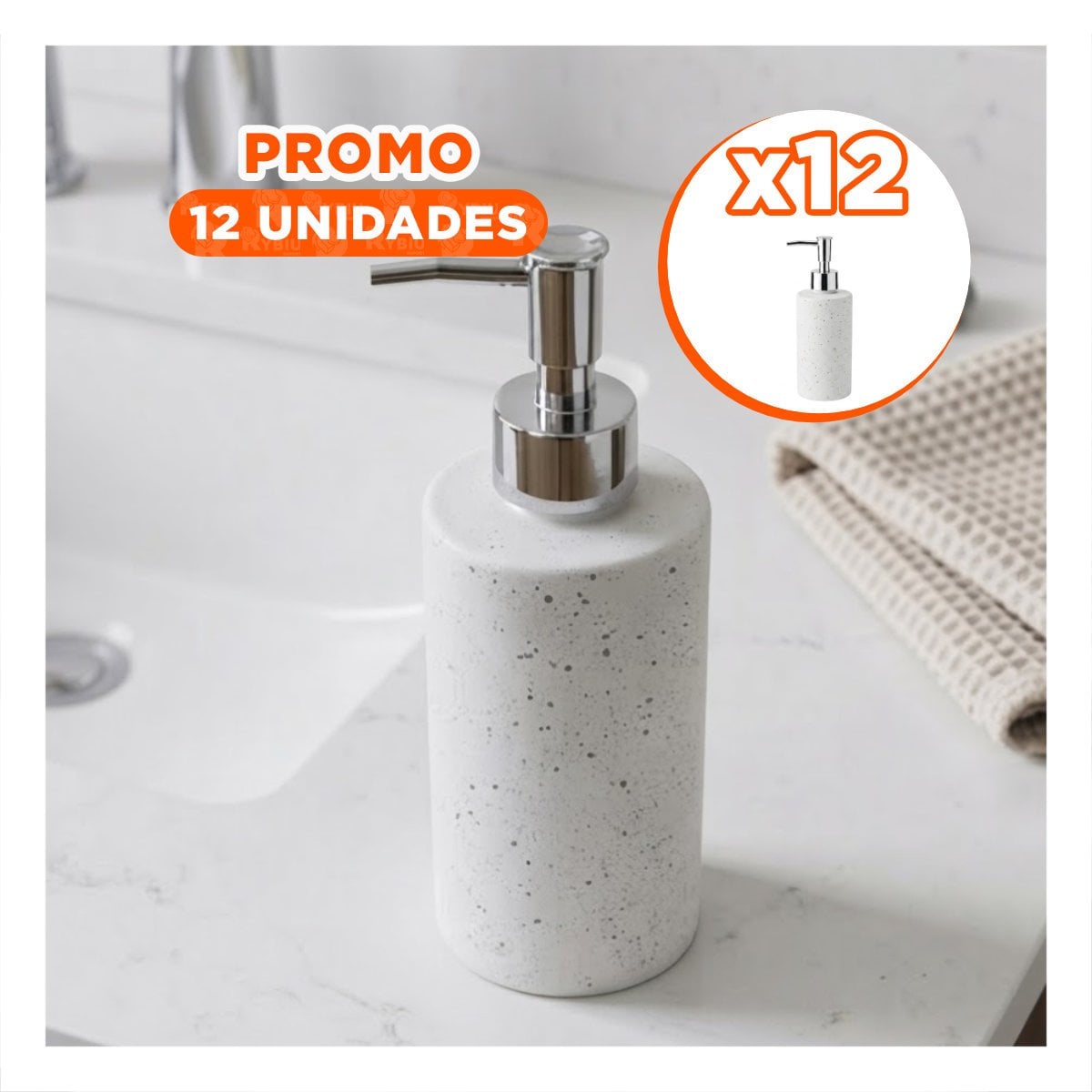 PACK12 ENVASE PARA GEL DE MANOS COLOR BLANCO CON PUNTOS DORADOS 20X6,8CM YPAPEL REGALO - 1