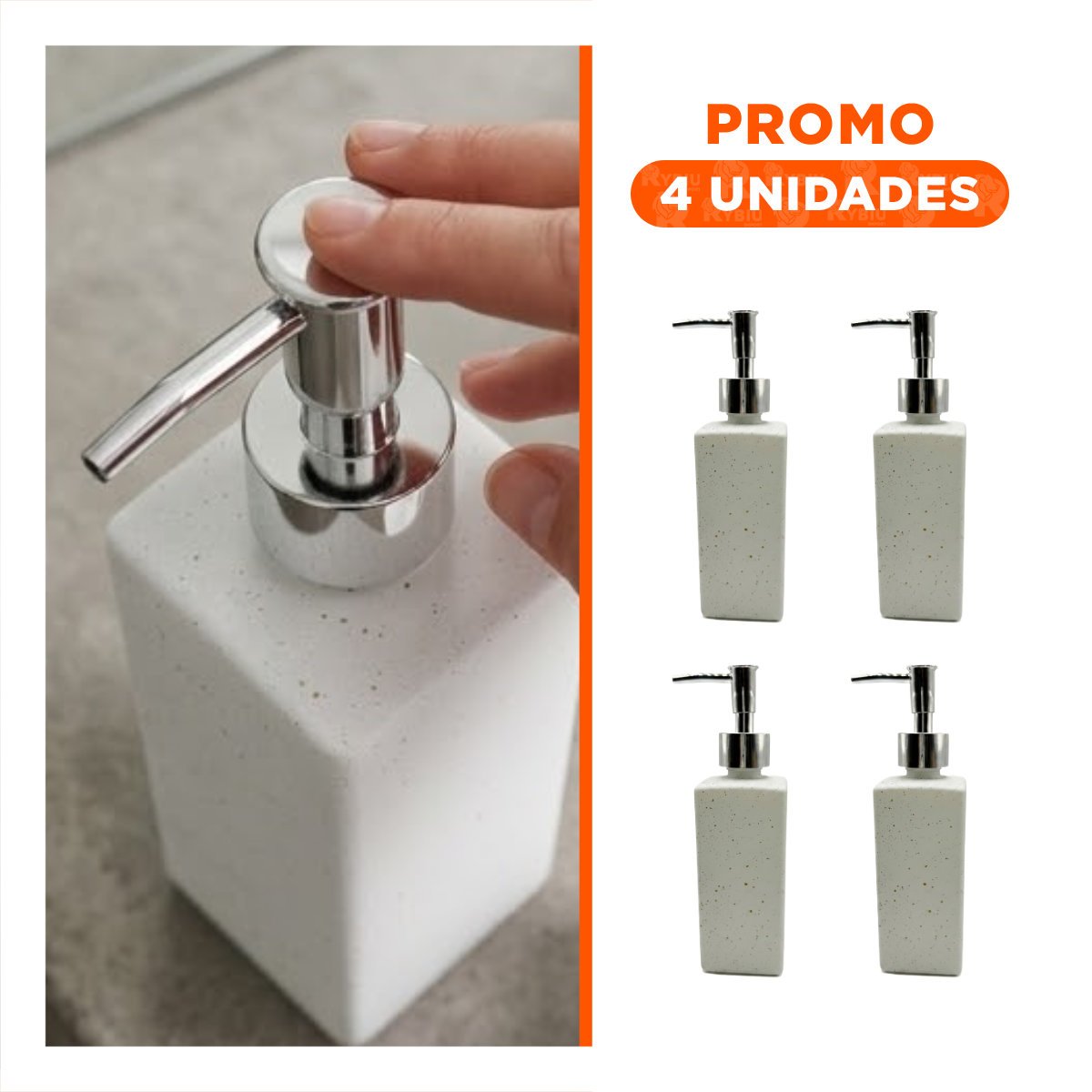 PACK4 DISPENSADOR PARA COCINA RECTANGULAR CON PUNTOS DORADOS COLOR BLANCO 20,5X5,8 CM - 1
