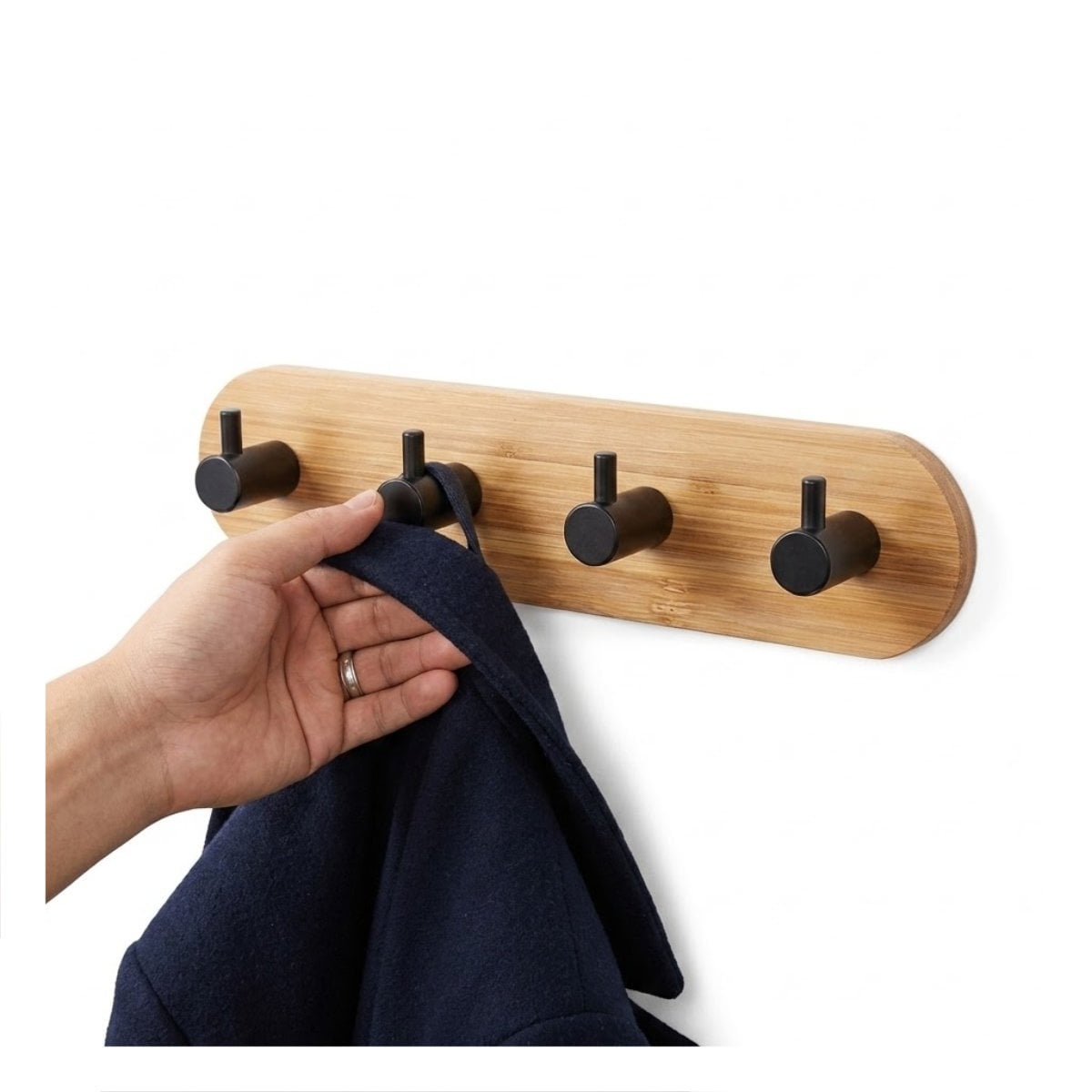 PACK6 GANCHO CON 4 GANCHOS ADHESIVO BAMBU NEGRO DE PARED 19X5CM PARA ACCESORIOS YREGALO STICKER - 2