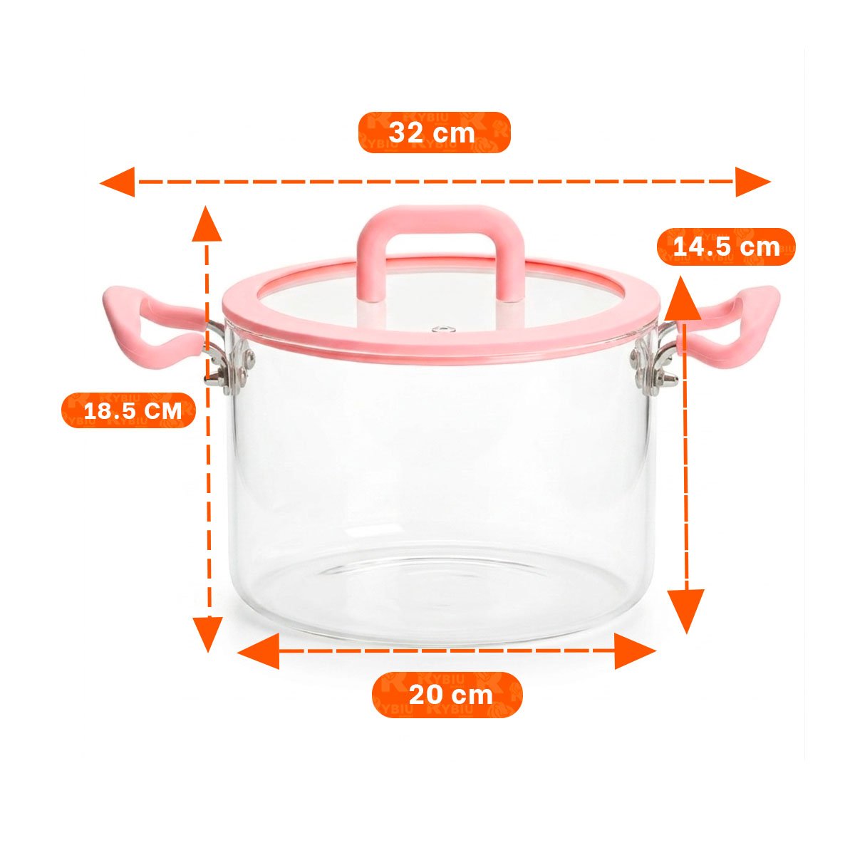 PACK4 CAZUELA DE BOROSILICATO CIRCULAR CON TAPA ROSADO Y TRANSPARENTE 4,5L YREGALO STICKER - 4