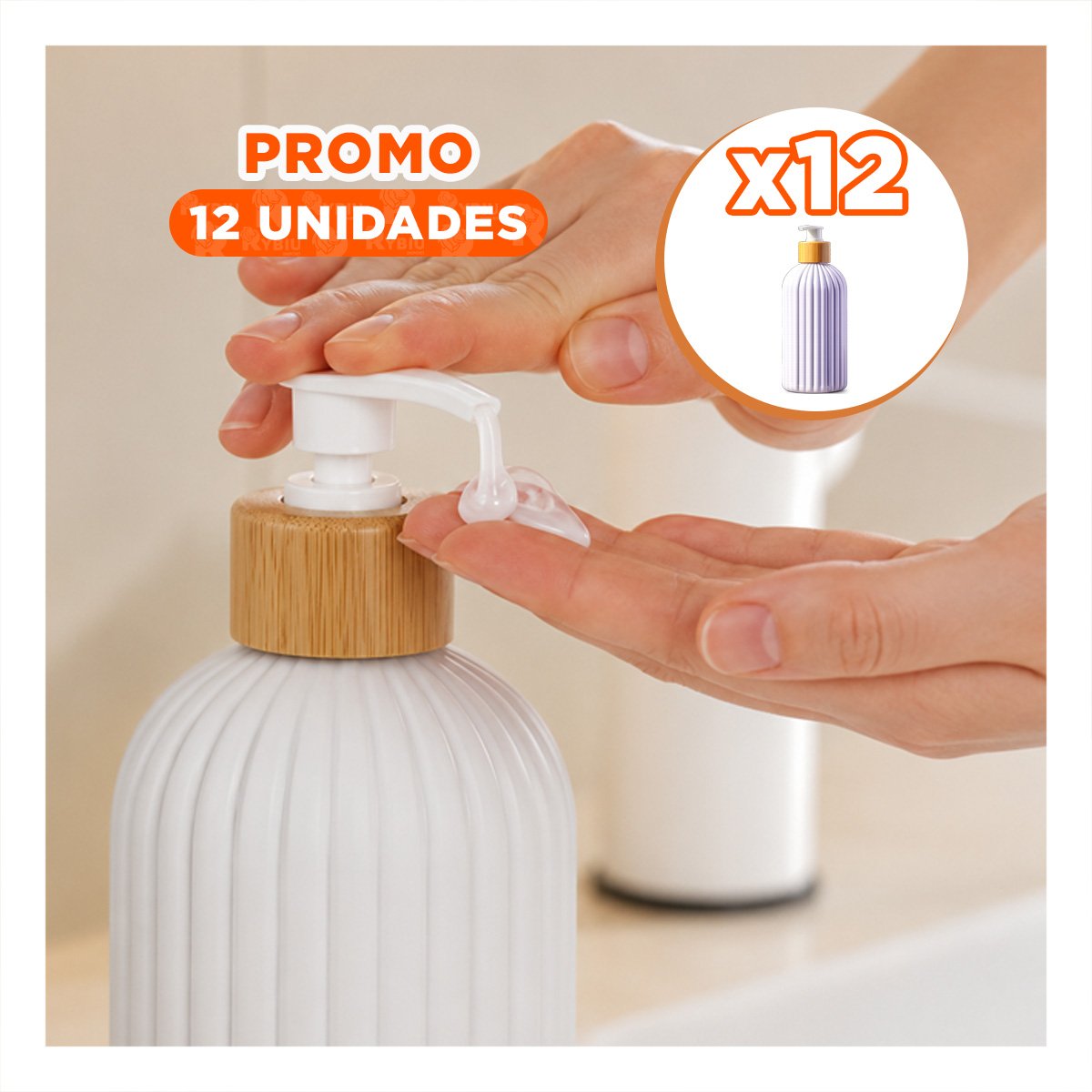 PACK12 DOSIFICADOR CON RAYAS COLOR BLANCO 7X19CM YREGALO STICKER - 1