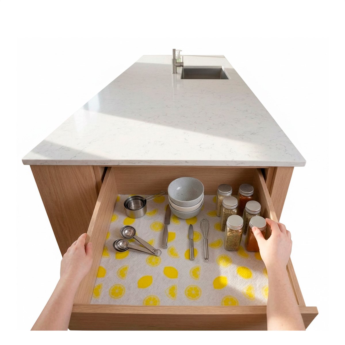 PACK4 TAPETE DE COCINA ANTIDESLIZANTE CON ESTAMPADO LIMONES BLANCO TRANSLUCIDO YPAPEL REGALO - 3