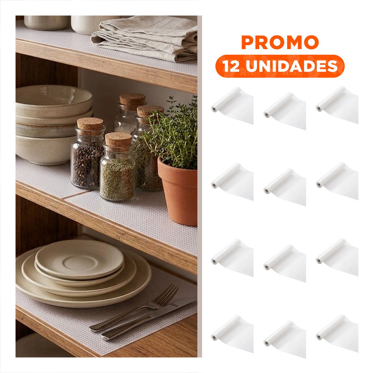 PACK12 ALFOMBRILLA PARA COCINA CON DISENO BLANCO TRANSLUCIDO ANTIDESLIZANTE - 1