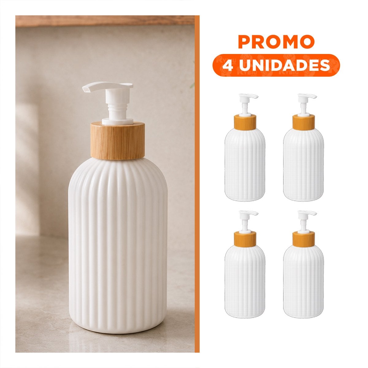 PACK4 DISPENSADOR PARA COCINA CILINDRO CON RAYAS COLOR BLANCO 7X19CM - 1