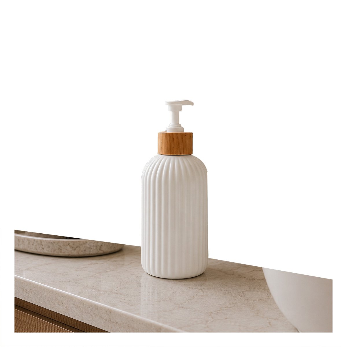 CONTENEDOR PARA LIQUIDOS CILINDRO BLANCO DISENO RAYAS 7X19CM Y LIGAS REGALO - 5