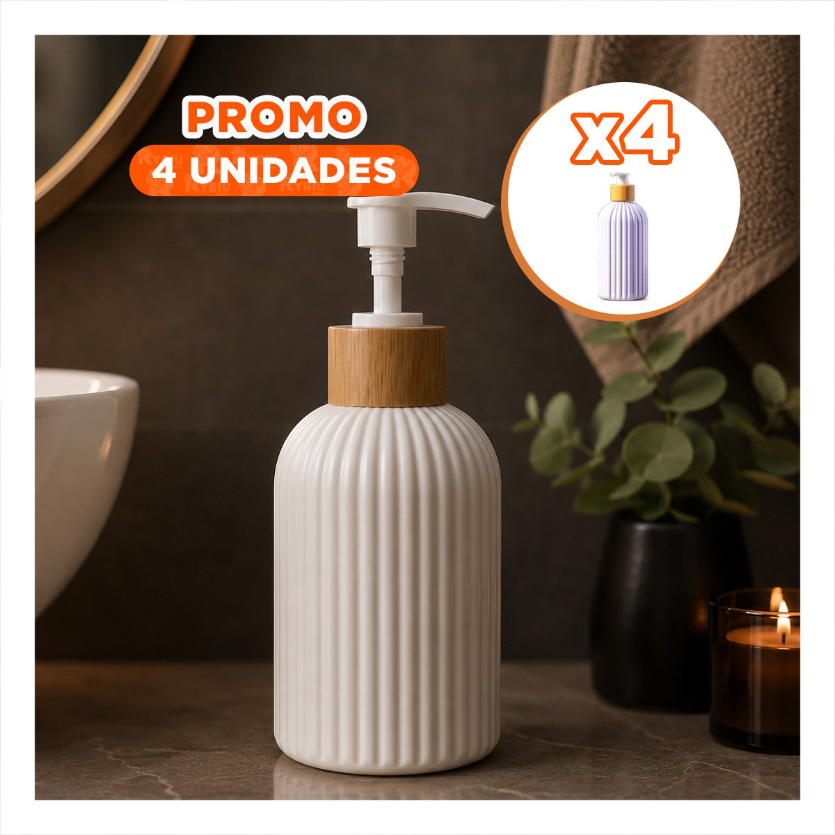 PACK4 DOSIFICADOR RECARGABLE CON RAYAS 7X19CM COLOR BLANCO YREGALO STICKER - 1