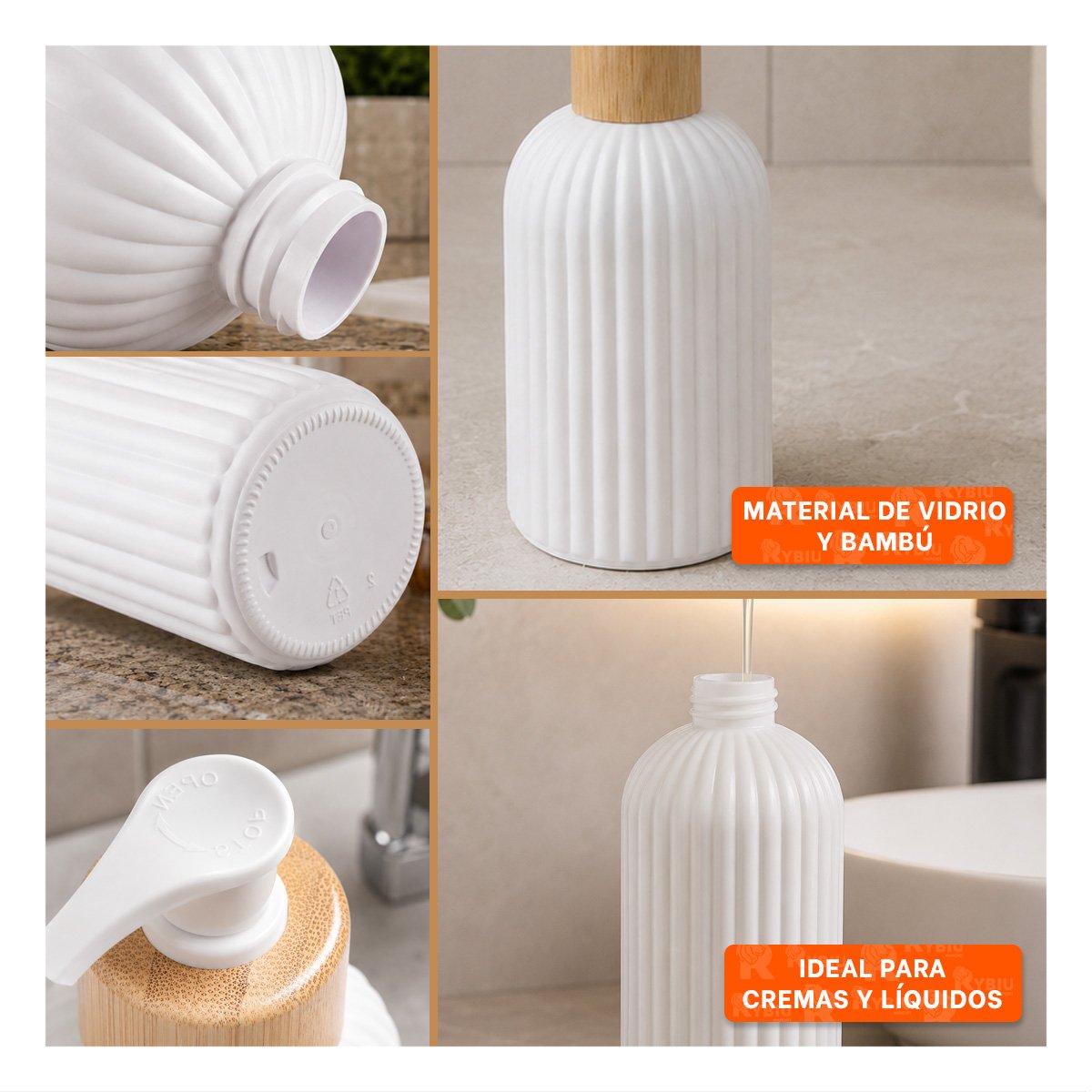 PACK4 DOSIFICADOR RECARGABLE CON RAYAS 7X19CM COLOR BLANCO YREGALO STICKER - 2