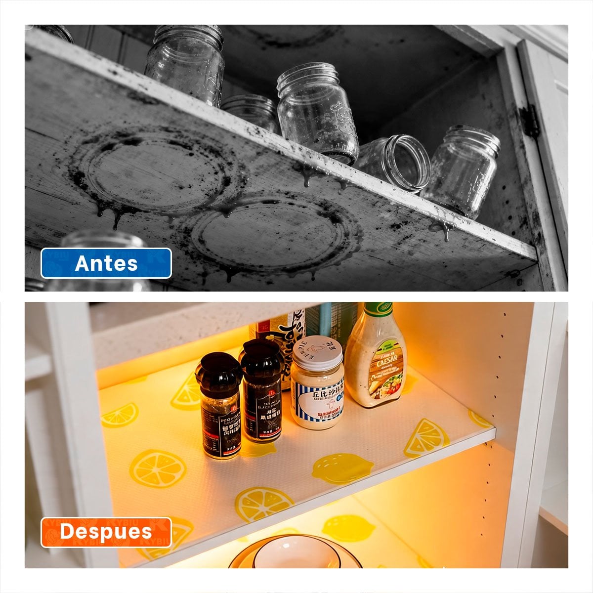 PACK6 ALFOMBRILLA DE COCINA CON ESTAMPADO LIMONES ANTIDESLIZANTE BLANCO TRANSLUCIDO - 4