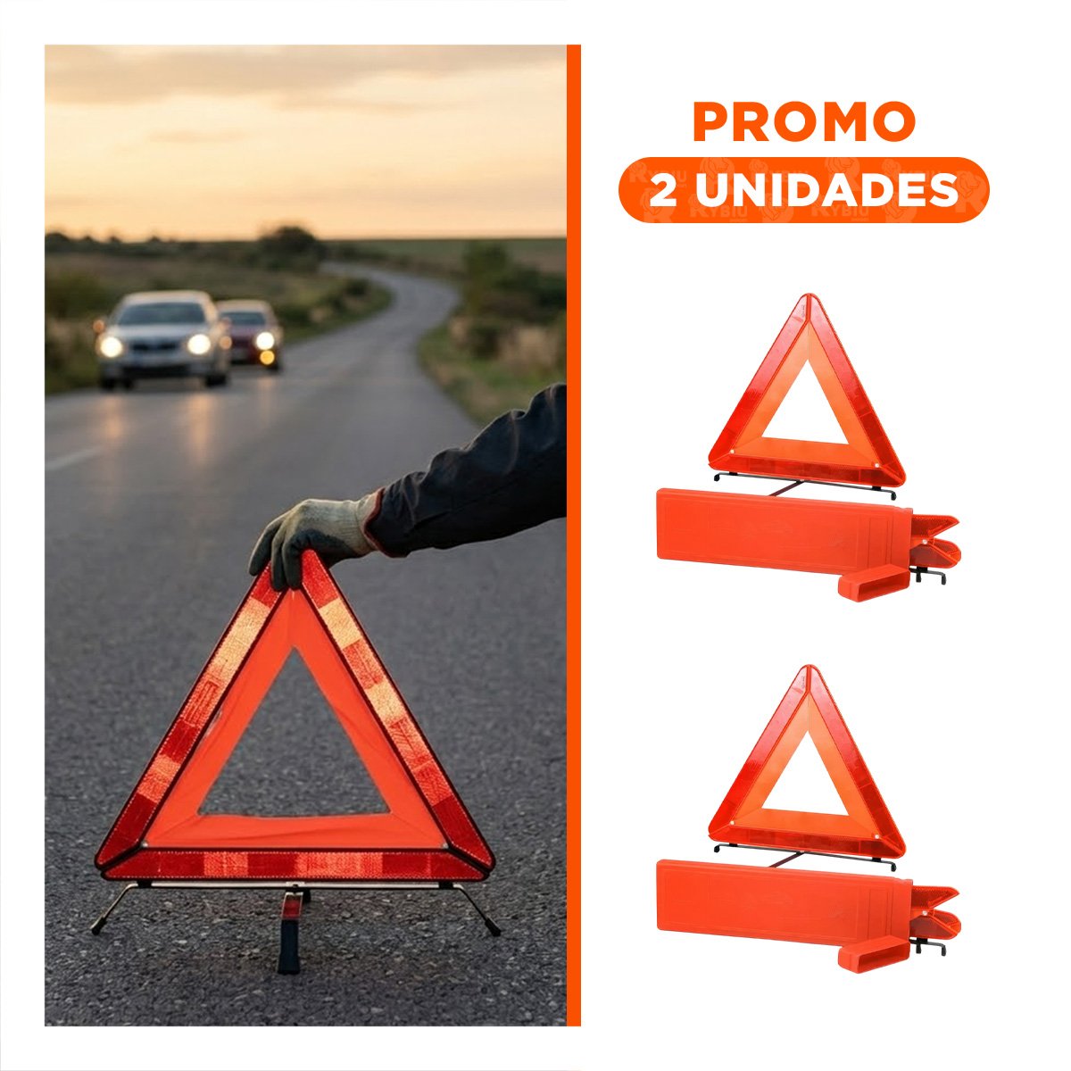PACK2 ADVERTENCIA PREVENTIVA COLOR NARANJA PARA USO VIAL 40 CM YREGALO STICKER - 1
