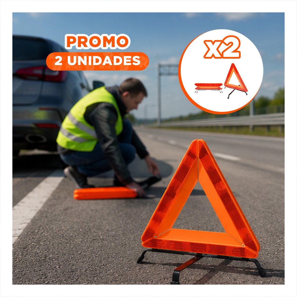 PACK2 SENALIZADOR DE SEGURIDAD VIAL COLOR NARANJA 40 CM PARA CARRETERA - 1