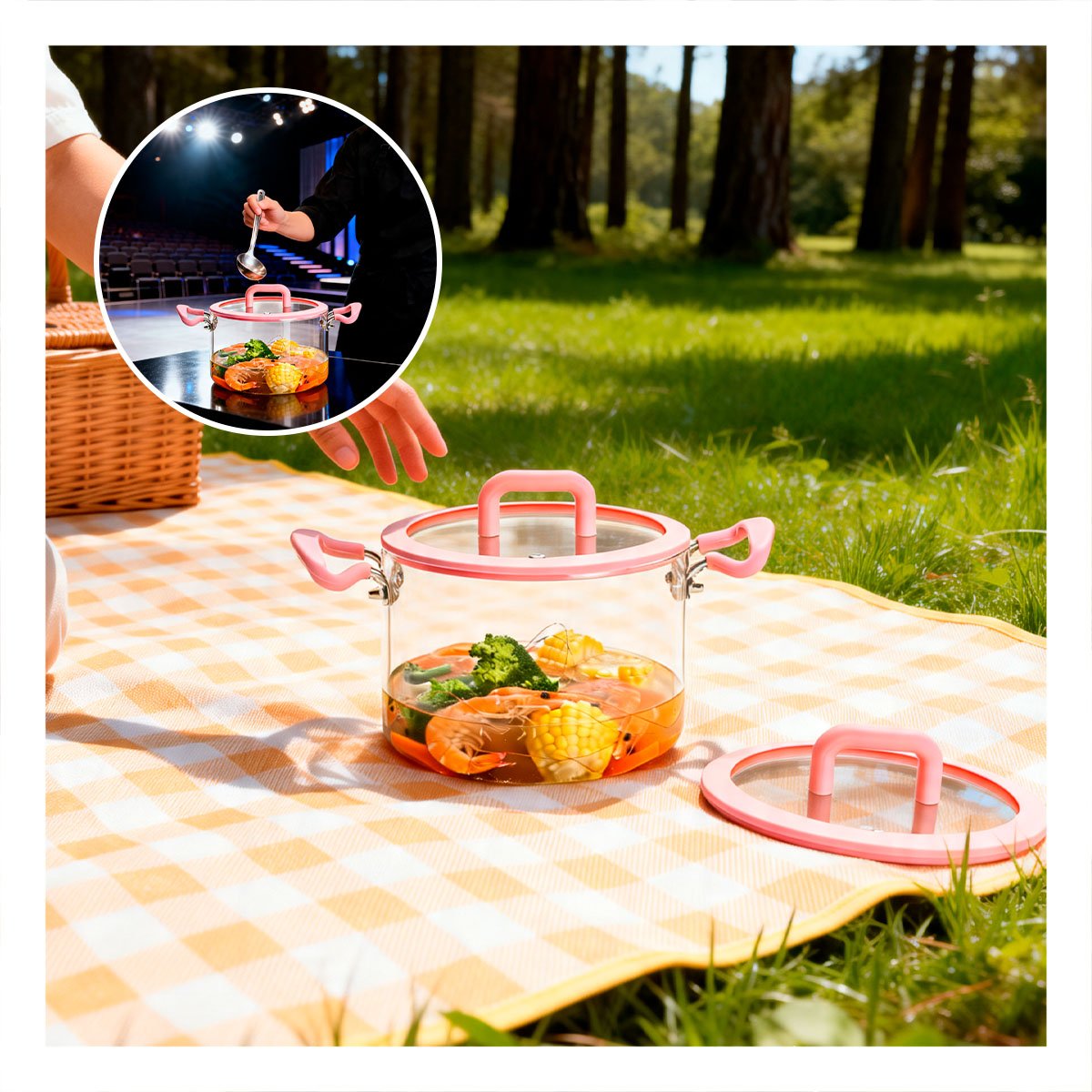PACK2 CACEROLA DE BOROSILICATO CON TAPA CIRCULAR 4,5L ROSADO Y TRANSPARENTE Y ASA - 5
