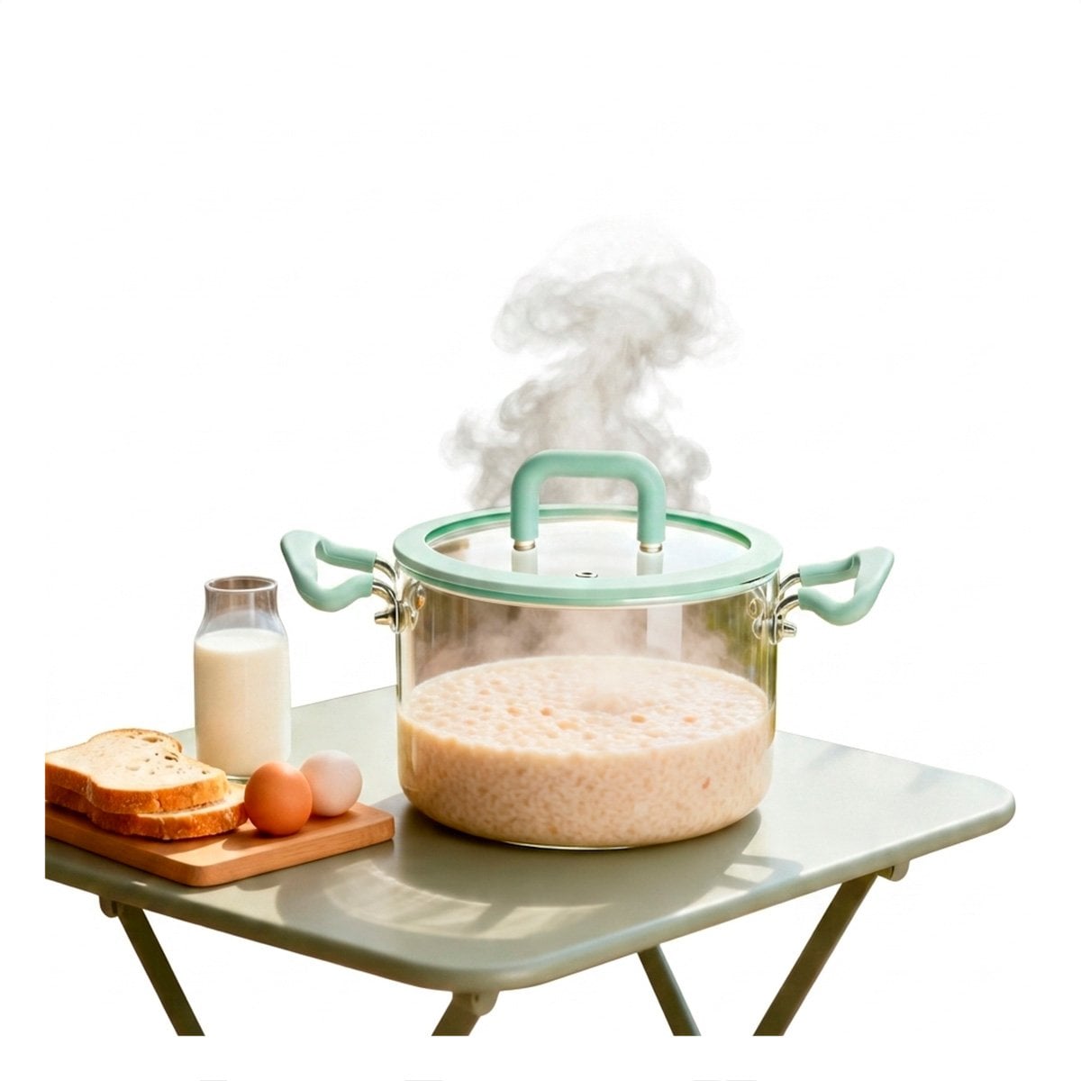 CAZUELA PARA COCINA CON 4,5L ASA Y TAPA VERDE AGUA Y TRANSPARENTE Y REGALO STICKER - 1