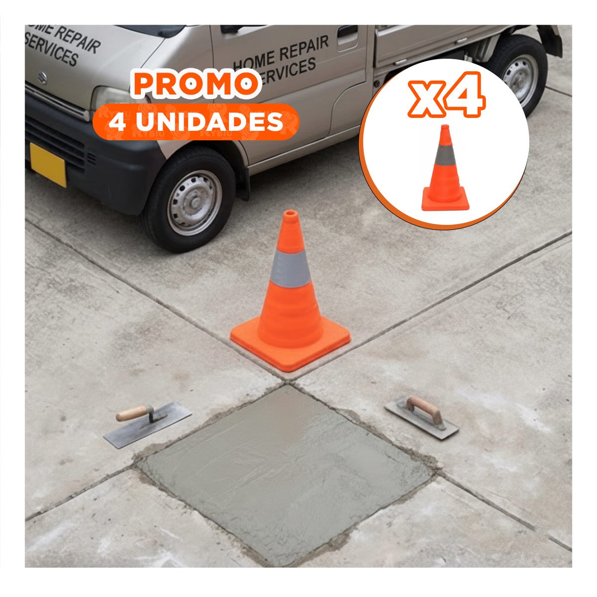 PACK4 INDICADOR PREVENTIVO NARANJA 45 CM PARA SENALIZACION DE AREAS YREGALO STICKER - 1