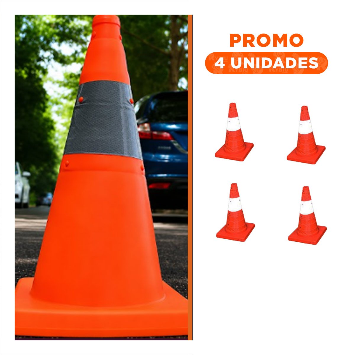 PACK4 CONO PREVENTIVO NARANJA PARA CONTROL DE TRANSITO 45 CM - 1