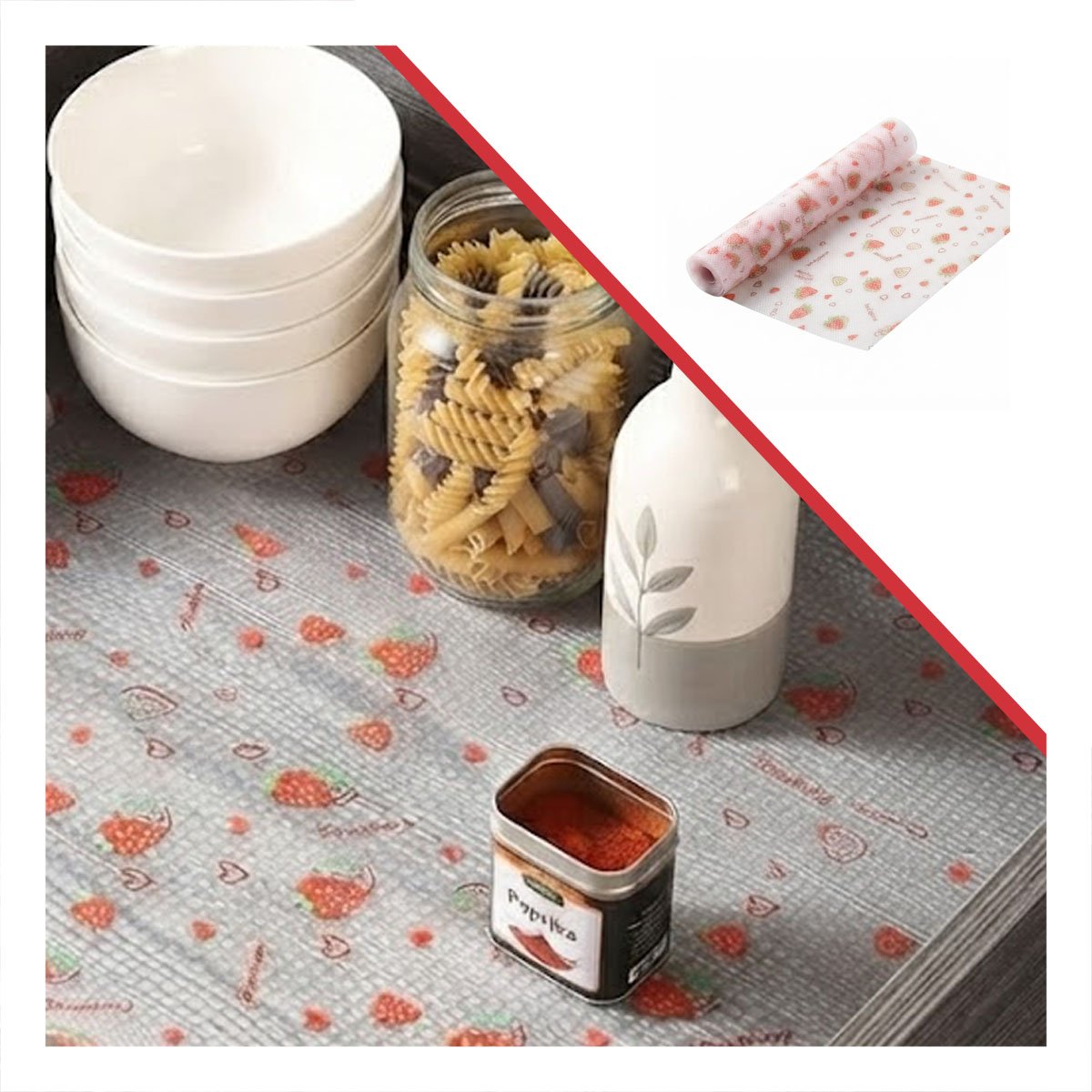 ALFOMBRILLA PARA ENCIMERA DE COCINA FRESAS ANTIDESLIZANTE BLANCO TRANSLUCIDO Y STICKY - 5