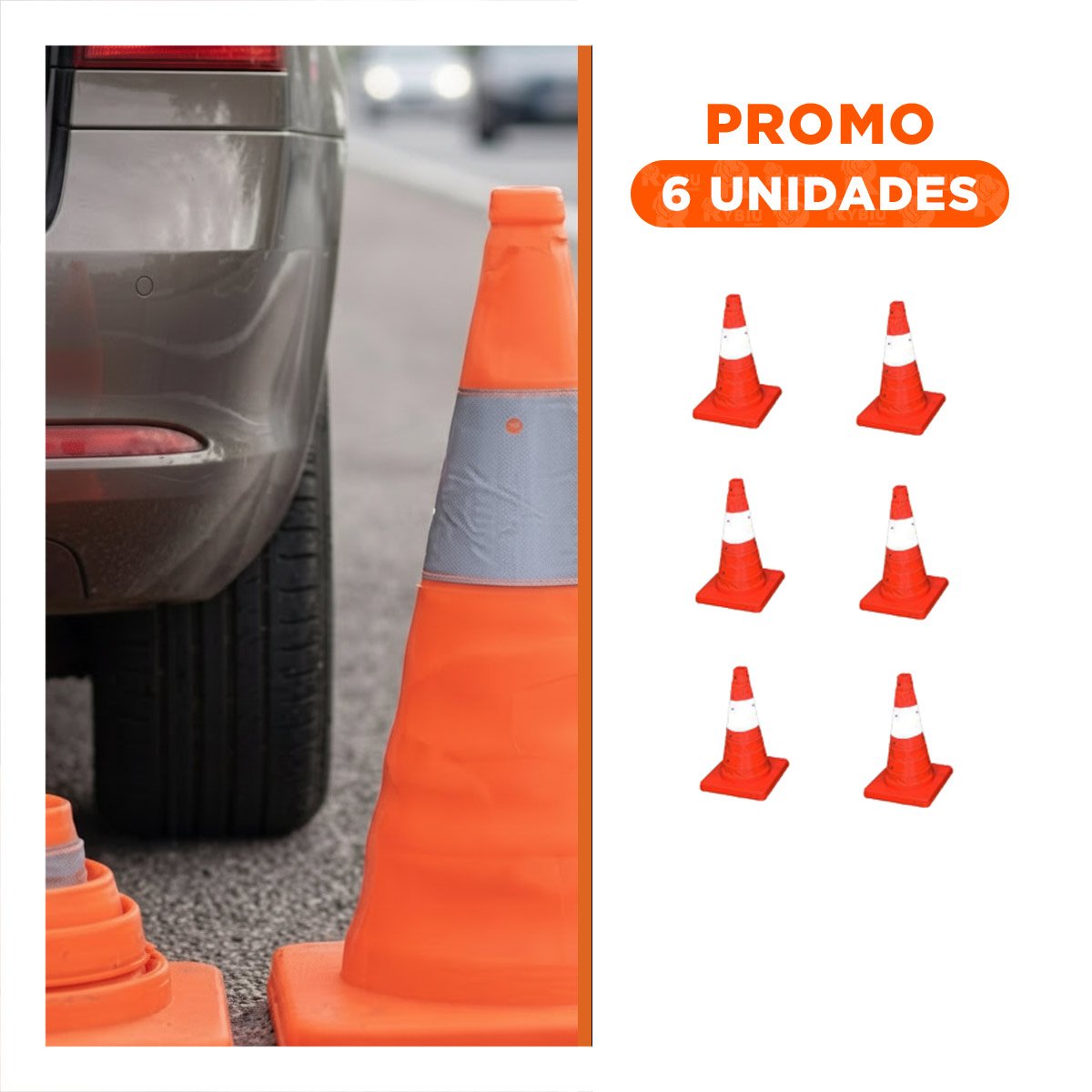 PACK6 INDICADOR DE ADVERTENCIA COLOR NARANJA PARA AREAS VIALES 45 CM YREGALO STICKER - 1