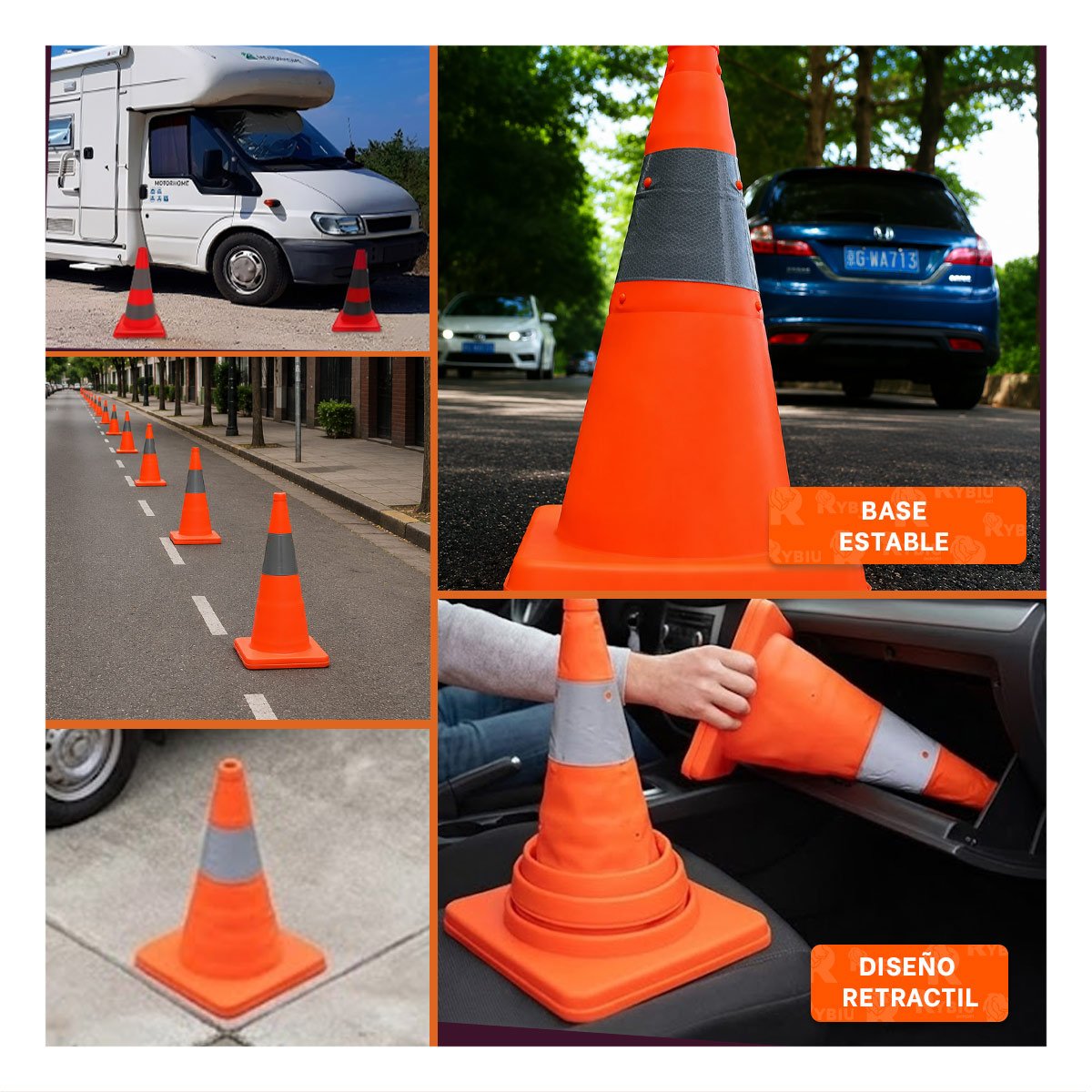 CONO PORTATIL PARA DELIMITACION COLOR NARANJA 45 CM YSTICKY - 2
