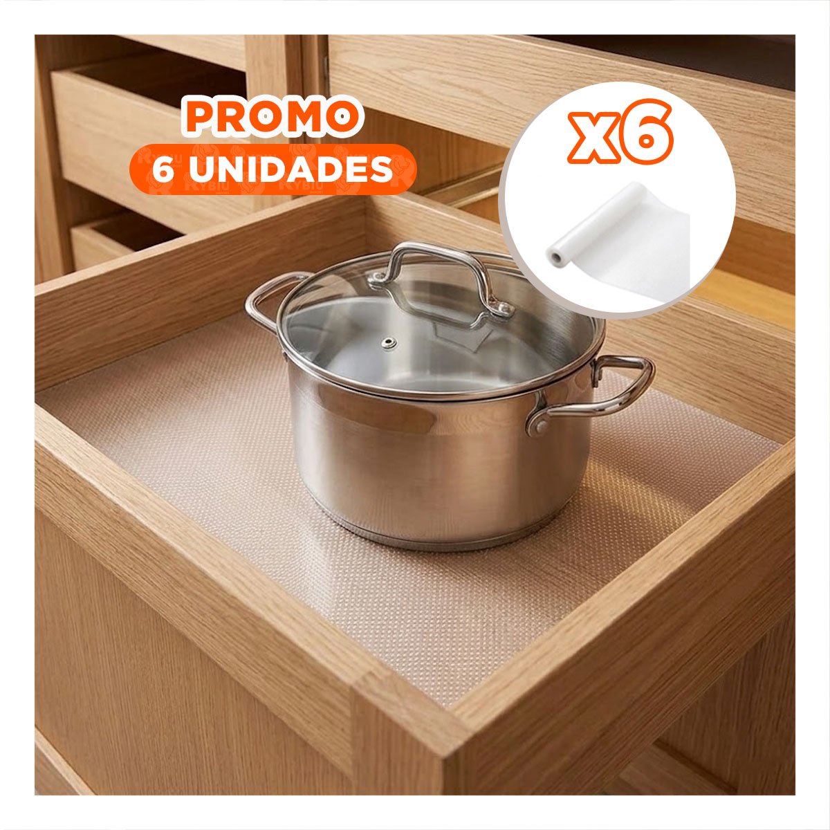 PACK6 TAPETE PARA ENCIMERA DE COCINA ANTIDESLIZANTE BLANCO TRANSLUCIDO YPAPEL REGALO - 1